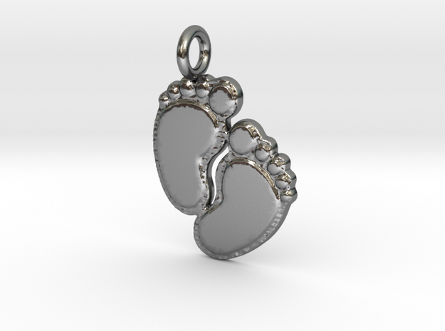 Baby feet 1 in Polished Silver