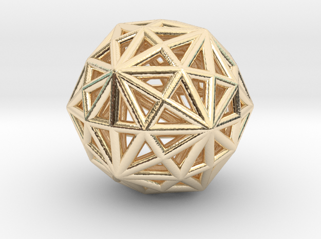 0843 Disdyakis Triacontahedron (1cmx1cmx1cm) #001 in 14k Gold Plated Brass
