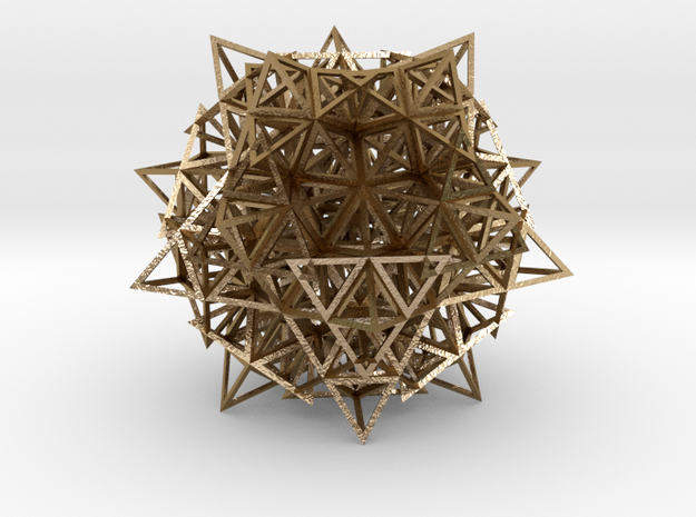 Icosahedron w/ 20 Stellated Octahedrons in Polished Gold Steel