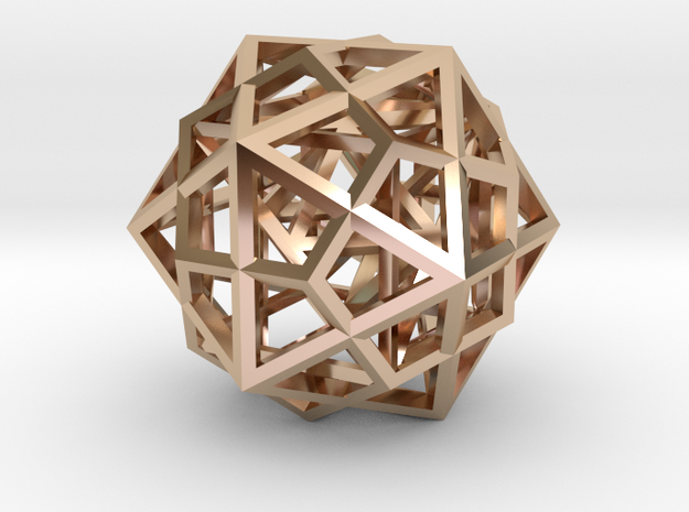 Nested Platonic Solids 3mm in 14k Rose Gold Plated Brass
