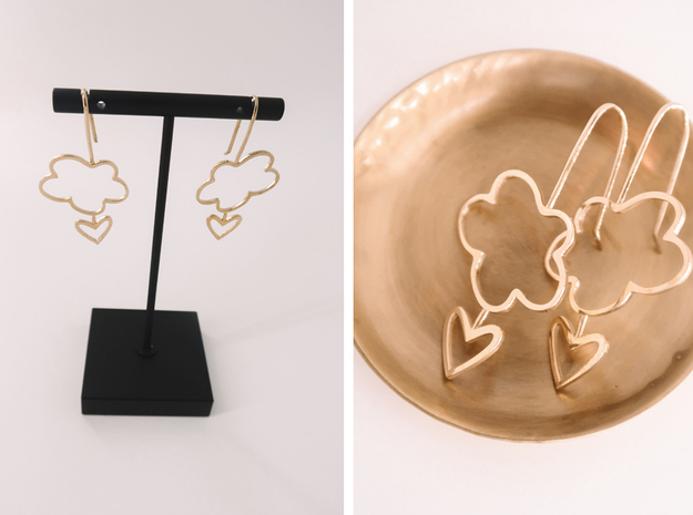 Heart in the Clouds in Polished Brass