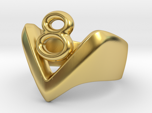 V8 Ring, Mens in Polished Brass