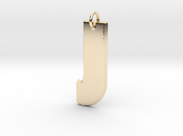 Small Gold J Initial Pendant in 14K Yellow Gold