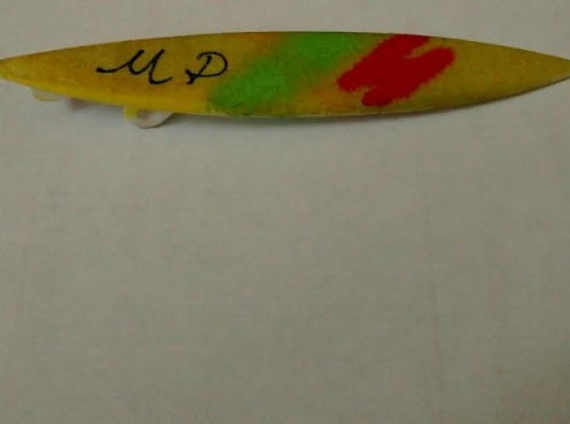 Surfboard Pendant, "Gun" shape in White Natural Versatile Plastic