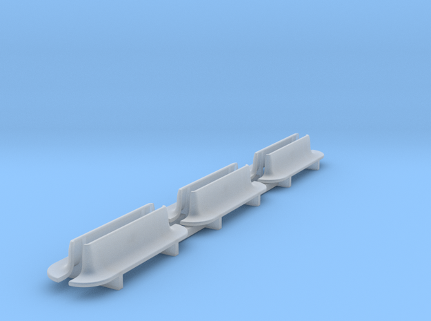 6pcs: N Scale Bench - Rounded Ends in Smooth Fine Detail Plastic
