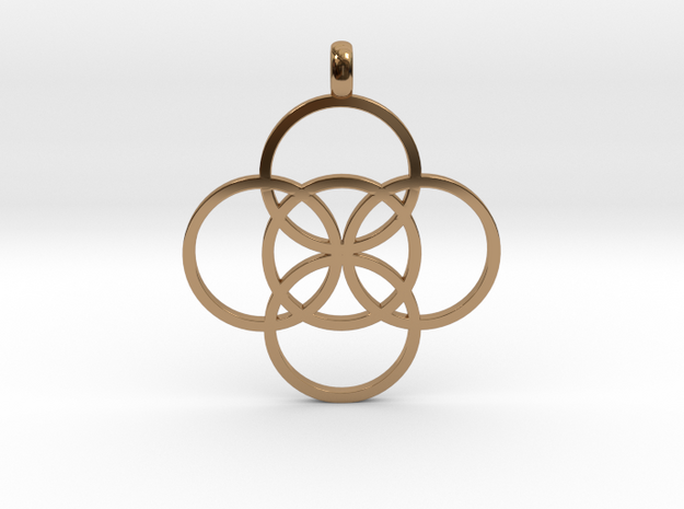 FIVE FOLD Symbol Jewelry Pendant in Polished Brass