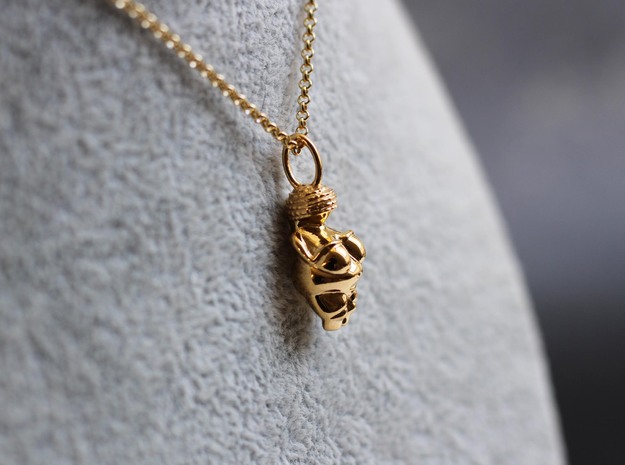 Venus of Willendorf Pendant - Archaeology Jewelry in 14k Gold Plated Brass