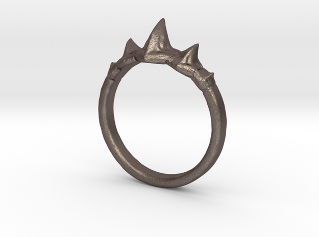 Dragon Spine Ring in Polished Bronzed-Silver Steel: 8 / 56.75