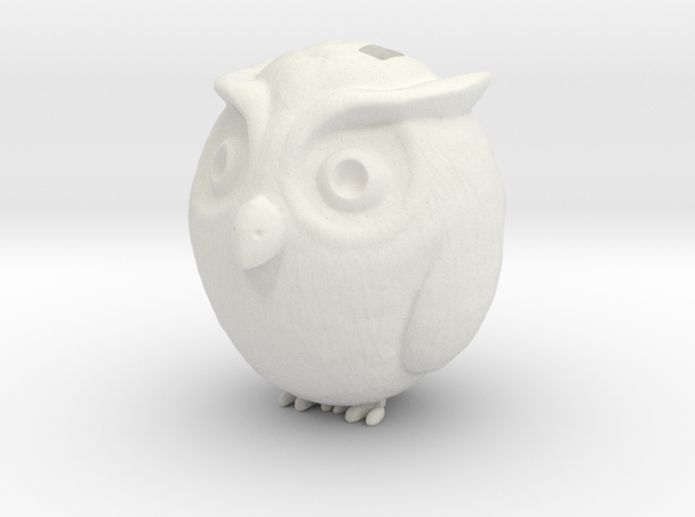 Owl charm in White Natural Versatile Plastic: Medium