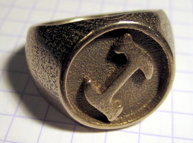 Stonecutter Ring (size 14) in Polished Bronzed Silver Steel