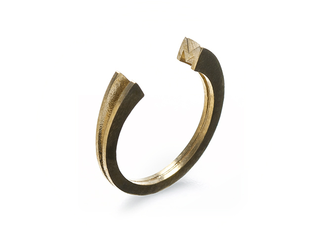 M Ring (slim) in Natural Brass: 7 / 54