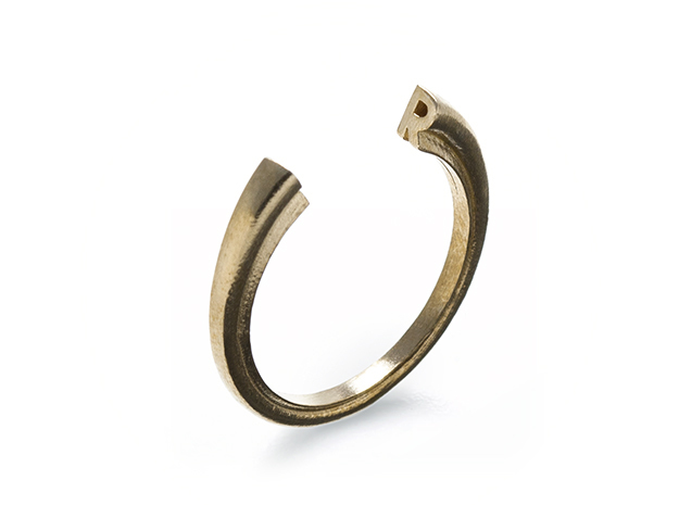 R Ring (slim) in Natural Brass: 7 / 54