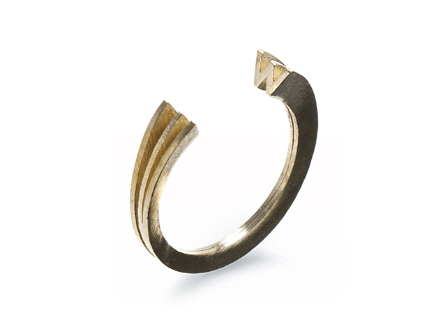 W Ring (slim) in Natural Brass: 7 / 54