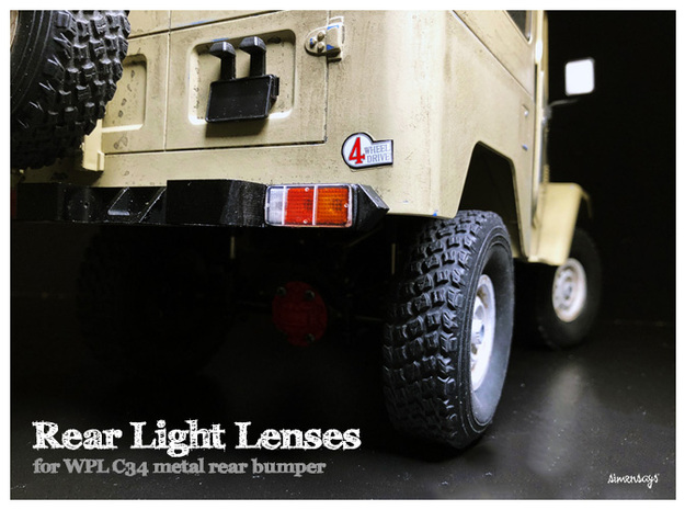 Rear Light Lenses for metal bumper in Smooth Fine Detail Plastic