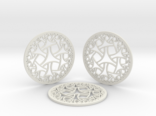 Hyperbolic Coasters in White Natural Versatile Plastic