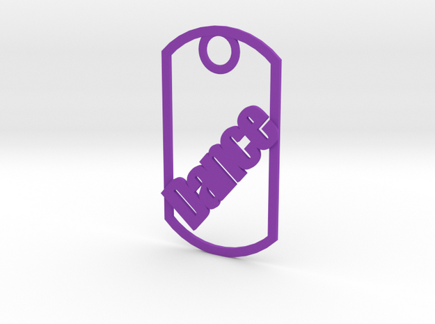 Dance dog tag in Purple Processed Versatile Plastic