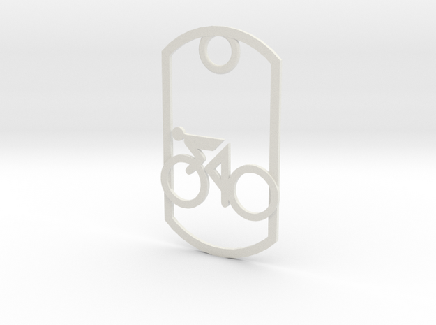 Cyclist - racing - dog tag in White Natural Versatile Plastic