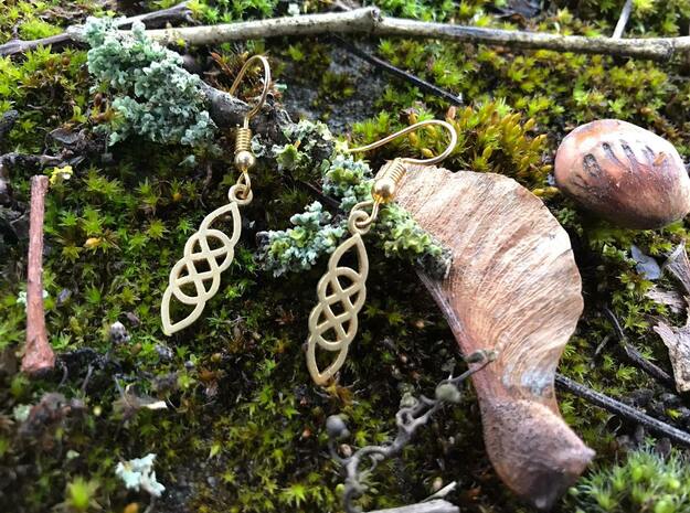 Celtic Druid Earrings in Natural Brass