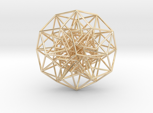 6D Cube in its Toroidal form - 50x1mm - 64 vertex in 14k Gold Plated Brass