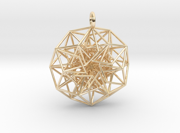 6D Cube in its Toroidal form - 40x1mm - 61 vertex  in 14k Gold Plated Brass