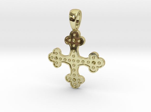Byzantine Cross Pendant in 18k Gold Plated Brass