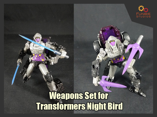 Weapons Set for Transformers Night Bird in White Natural Versatile Plastic