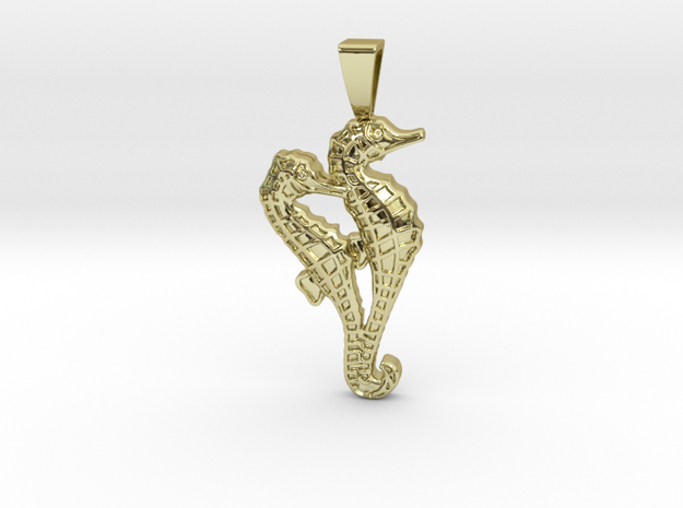 Seahorse Couple Pendant in 18k Gold Plated Brass