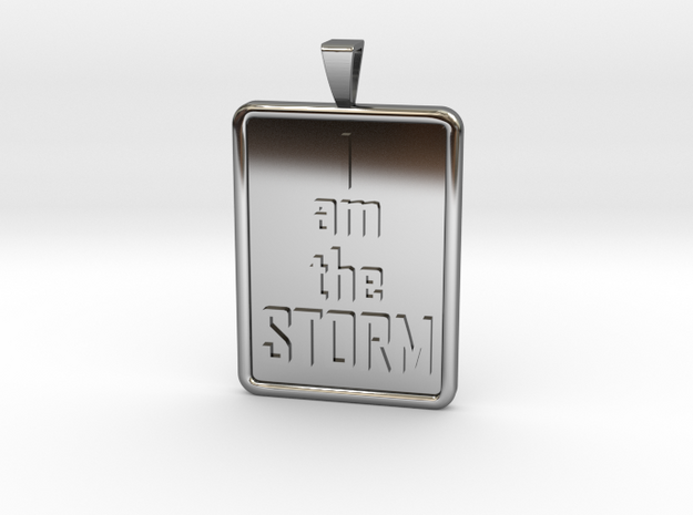 I AM THE STORM Tag with Bail in Fine Detail Polished Silver