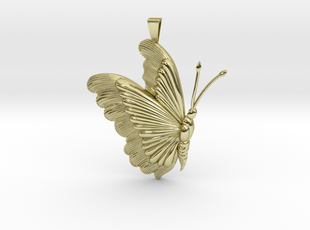 Detailed Butterfly Pendant with Bail in 18K Yellow Gold