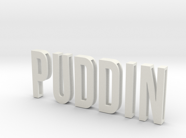 Sliding Letters - PUDDIN Bundle (bent U) in White Natural Versatile Plastic