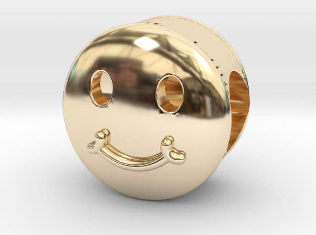 Smiley Face Bead in 14K Yellow Gold
