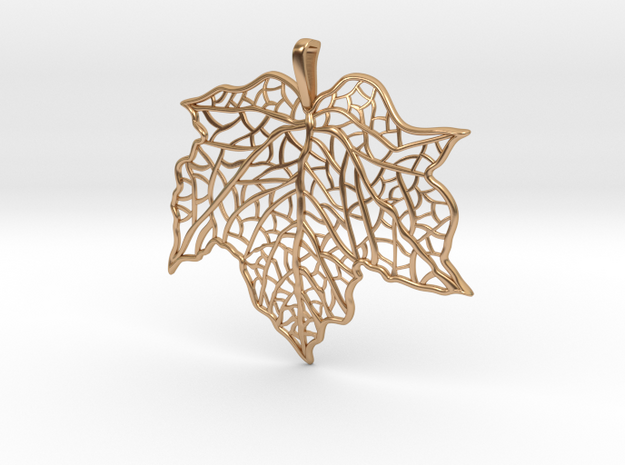 Maple Leaf Pendant with Bail in Polished Bronze