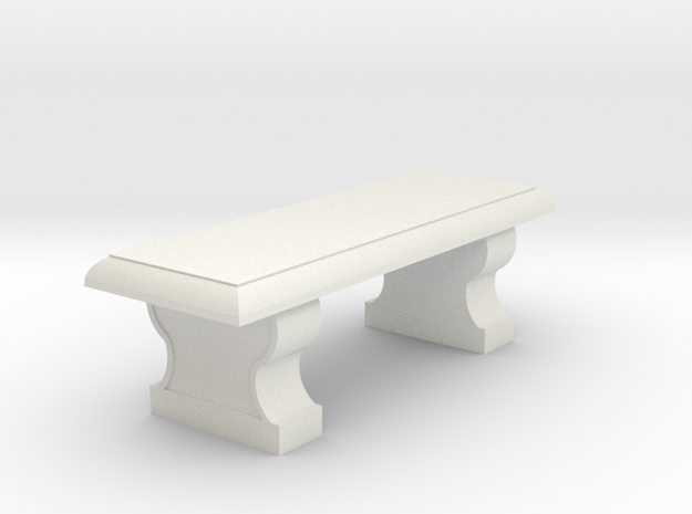 Miniature 1:48 Classical Bench in White Natural Versatile Plastic
