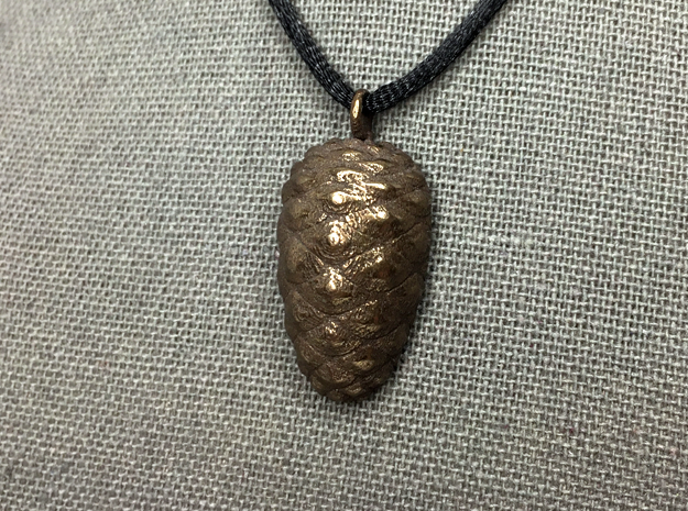 Pine Cone Pendant (Half) in Polished Bronze Steel