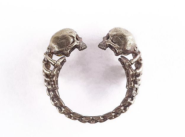 Lovers of Valadro adjustable Skull Ring  in Natural Silver: Small