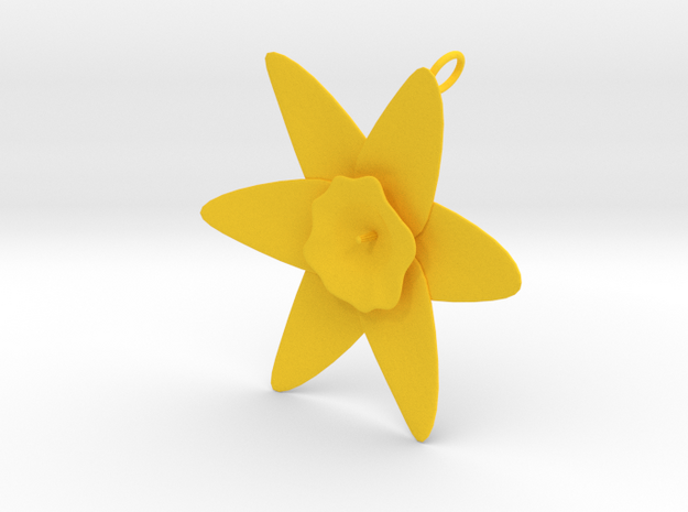 Daffodil Pendant in Yellow Processed Versatile Plastic