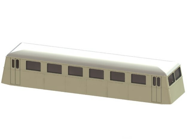 Swedish wagon for railcar UCo1 H0-scale in White Processed Versatile Plastic