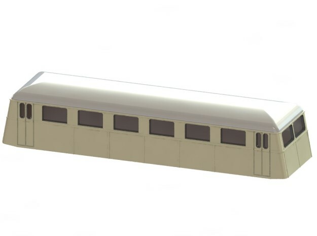 Swedish wagon for railcar UCo1s H0-scale in White Processed Versatile Plastic