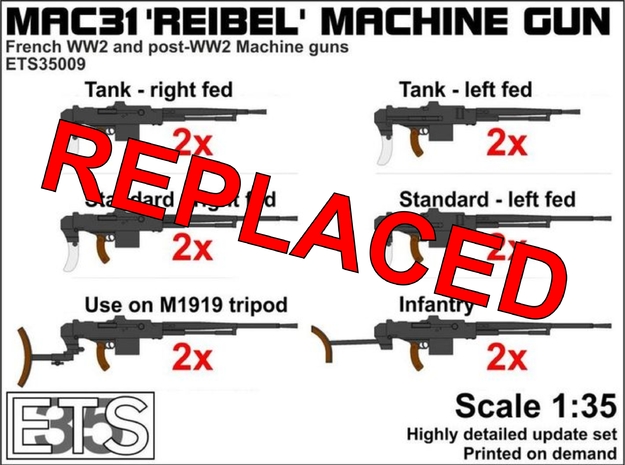 ETS35009 Reibel Machine Gun - 6 types, 2 of each in Tan Fine Detail Plastic