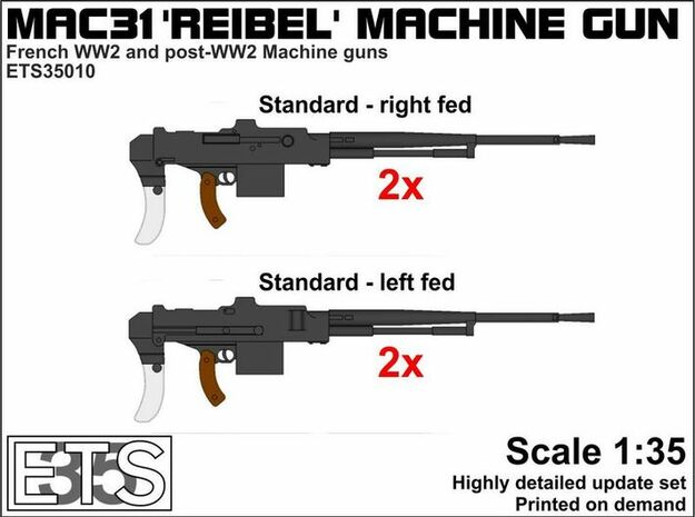 ETS35010 Reibel Machine Gun - 4x - 1:35 scale in Smoothest Fine Detail Plastic
