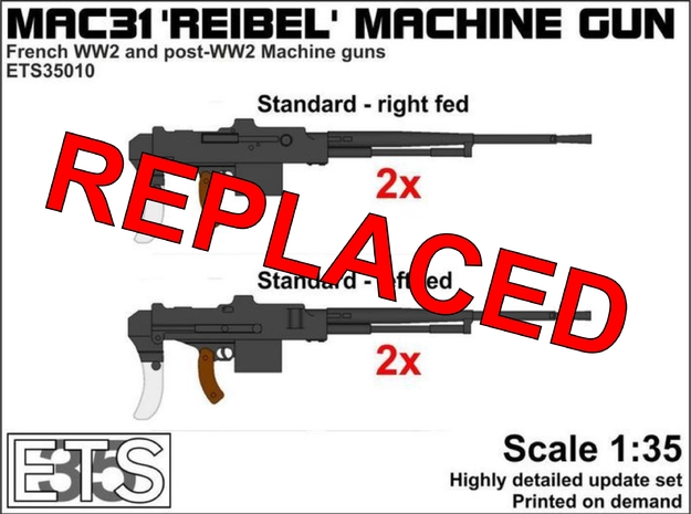 ETS35010 Reibel Machine Gun - 4x - 1:35 scale in Tan Fine Detail Plastic