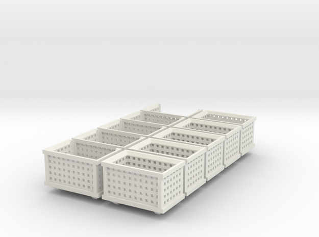 Shipping Crate Stackable 10 Pack 1-87 HO Scale in White Natural Versatile Plastic