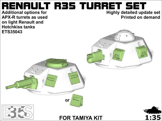ETS35043 - R35 gun and turret update set in Tan Fine Detail Plastic
