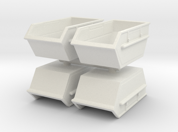 Construction Waste Container (x4) 1/144 in White Natural Versatile Plastic