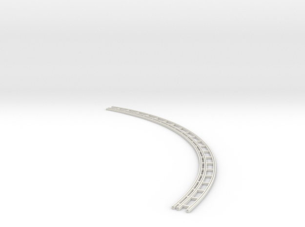 Dual Gauge Baulk Road RH Curve - Long (N Scale) in White Natural Versatile Plastic