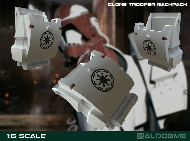 Clone Trooper Backpack 1:6 scale in White Processed Versatile Plastic