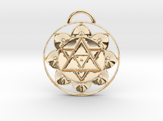 Lord Shiva Tantra Pendant in 14K Yellow Gold