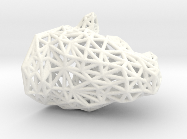 Rhino Wireframe in White Processed Versatile Plastic
