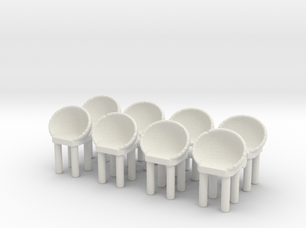 Modern Bar Chair (x8) 1/56 in White Natural Versatile Plastic