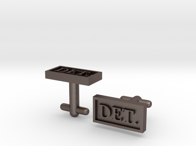 Detective Cufflinks - Style 1 in Polished Bronzed Silver Steel